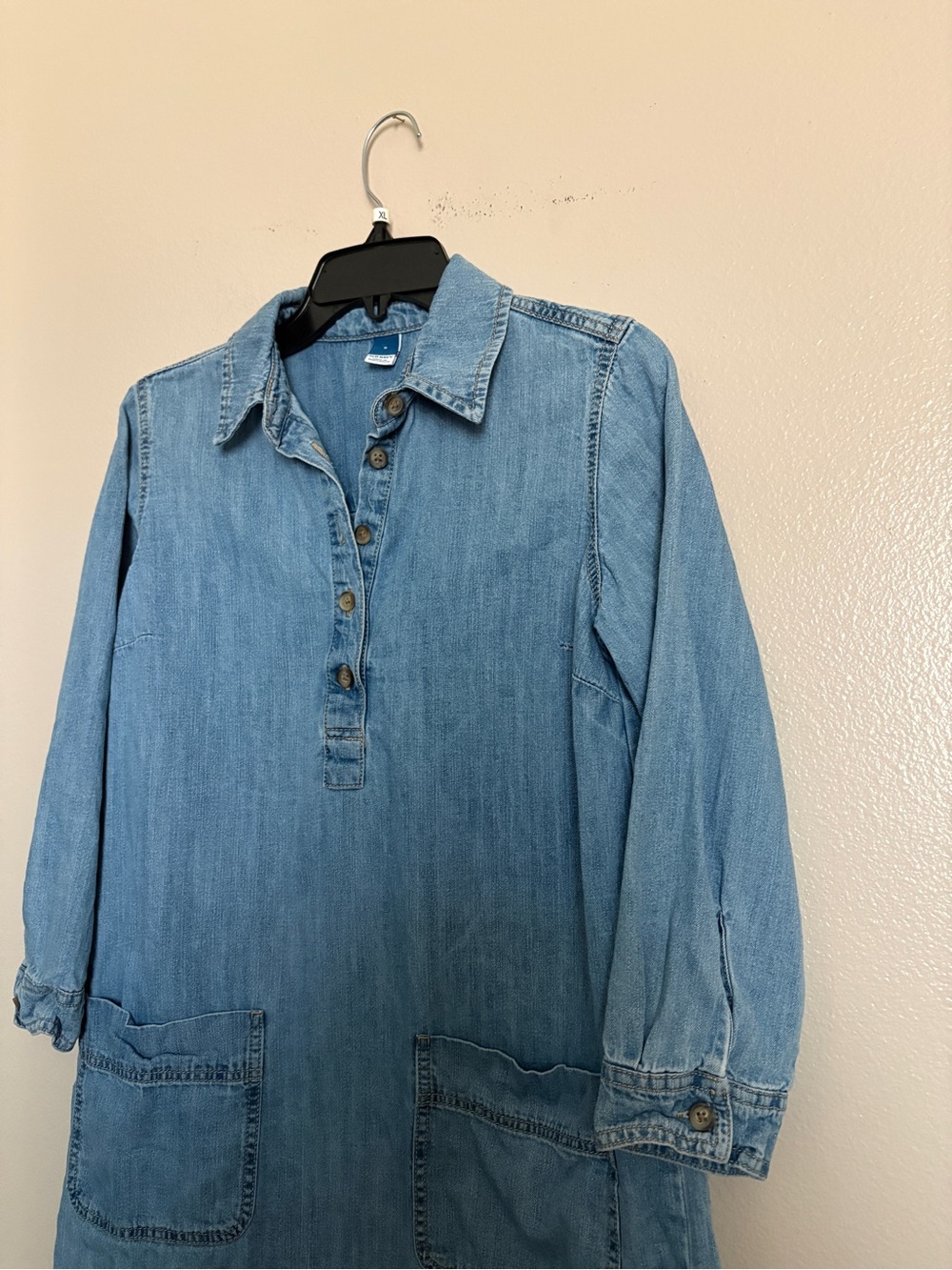 Old Navy Women’s Light Blue Denim Dress Sleeved Pockets Jumper Western  Small - Picture 3 of 6